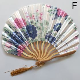 1pc Folding Fan Handheld Fans Chinese Imitation Silk Classical Hanfu Fan Tassel Elegent Female Fan Home Decoration Fan Chinese Fan Hand Folding Fans V (Color: green)